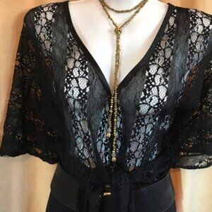 NEW Scully® Honey Creek Collection Lace Button Front Drape Sheer Shrug